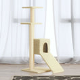 Načíst obrázek do prohlížeče galerie, Škrabadlo pro kočky se sisalovými sloupky krémové 92 cm