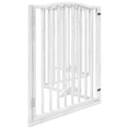 Načíst obrázek do prohlížeče galerie, Zábrana pro psy s dvířky skládací 4 panely bílá 320 cm topol