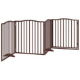 Načíst obrázek do prohlížeče galerie, Zábrana pro psy s dvířky skládací 4 panely hnědý dub 320 cm