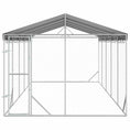 Načíst obrázek do prohlížeče galerie, Venkovní psí kotec se střechou stříbrný 3 x 7,5 x 2,5 m ocel