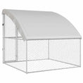 Načíst obrázek do prohlížeče galerie, Psí kennel s úložištěm Stříbrná 2 x 2 x 2 m Pozinkovaná ocel