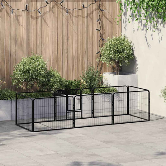 Ohrádka pro psy 8 panelů ocelová 60 x 80 cm černá