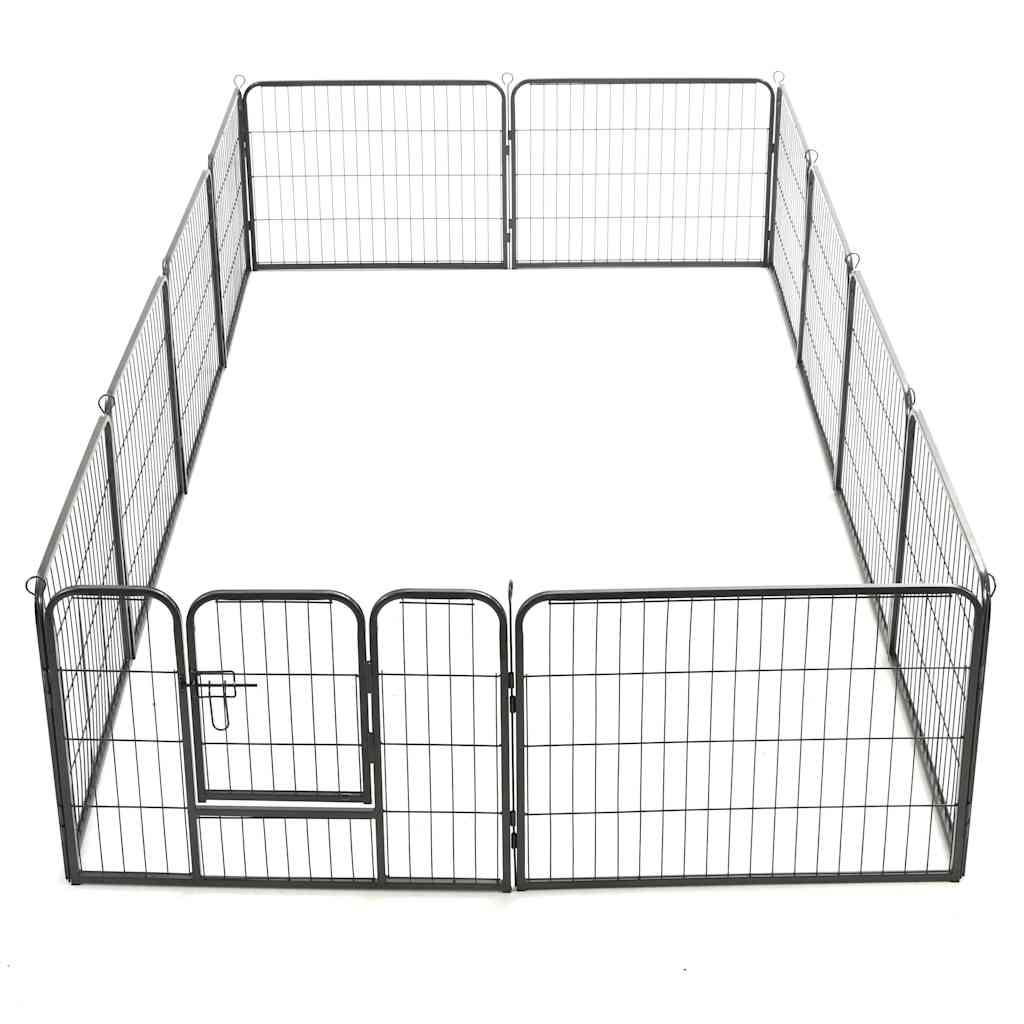 Ohrádka pro psy 12 panelů ocelová 80 x 60 cm černá