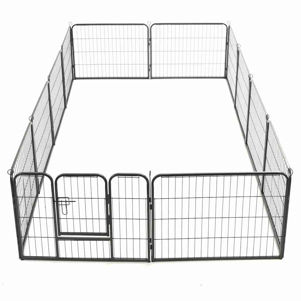 Ohrádka pro psy 12 panelů ocelová 80 x 60 cm černá