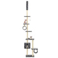 Načíst obrázek do prohlížeče galerie, Škrabadlo pro kočky sisalové sloupky 260 cm šedé s potiskem
