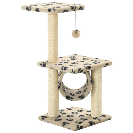 Škrabadlo pro kočky sisalové sloupky 65 cm béžové s potiskem