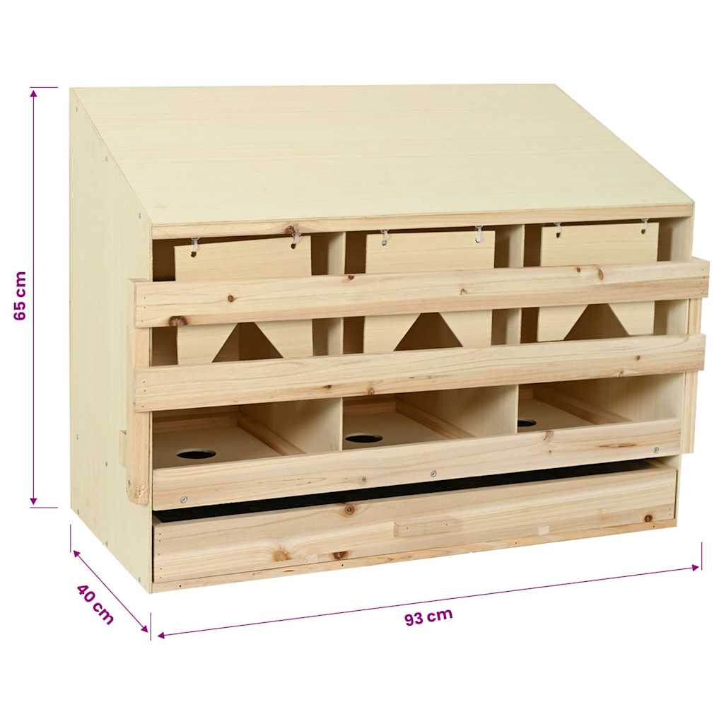 Snáškové hnízdo 3 boxy 93 x 40 x 65 cm masivní borovice