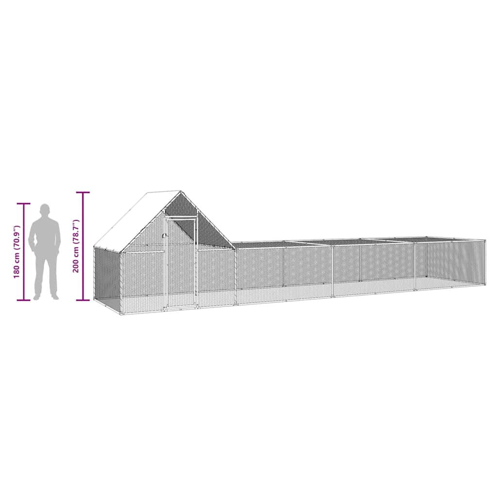 Klec pro kuřata 8 x 2 x 2 m pozinkovaná ocel