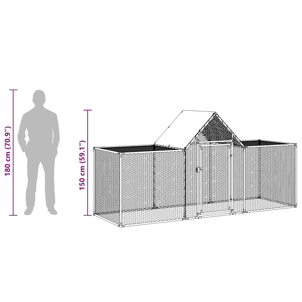 Klec pro kuřata 3 x 1 x 1,5 m pozinkovaná ocel