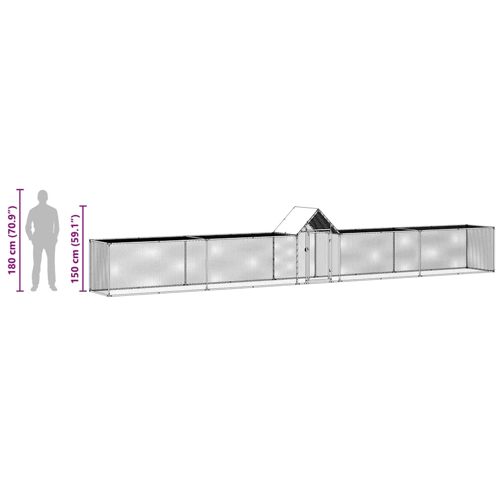 Klec pro kuřata 9 x 1 x 1,5 m pozinkovaná ocel