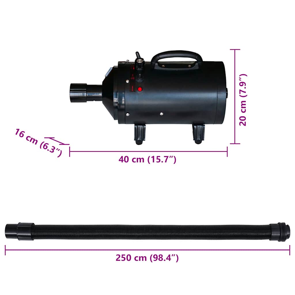 Vysoušeč srsti pro psy se 3 nástavci černý 2 400 W