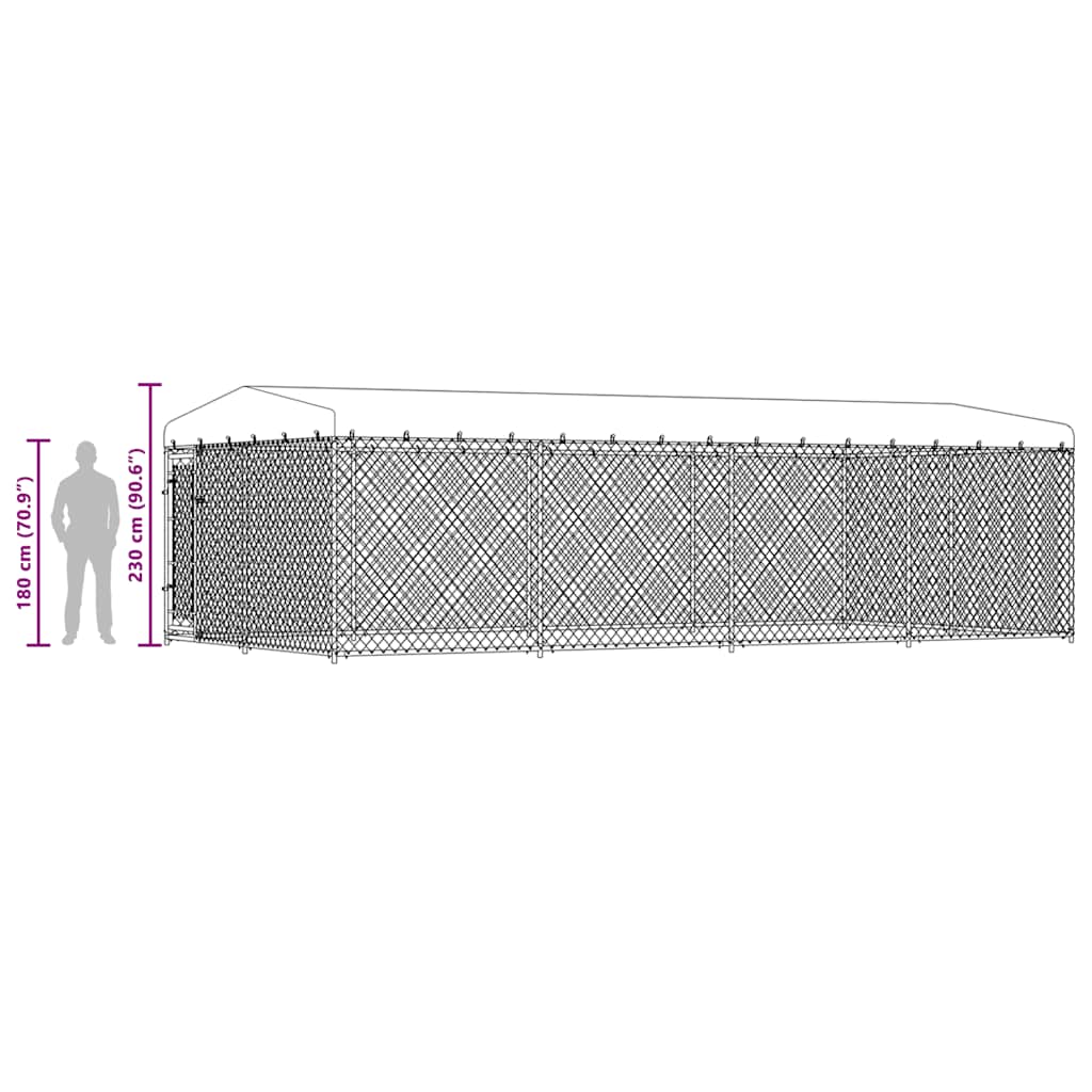 Venkovní psí kotec se střechou 7,6 x 3,8 x 2,3 m