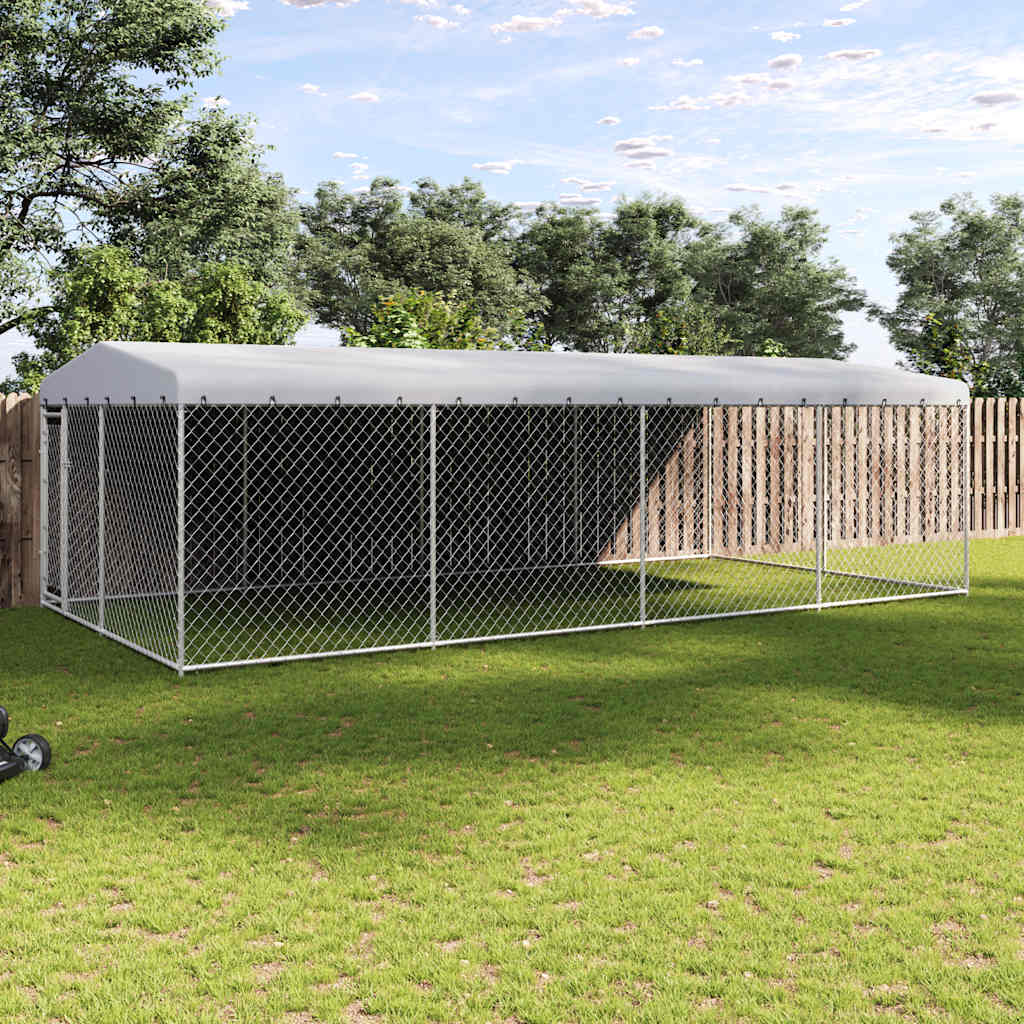 Venkovní psí kotec se střechou 7,6 x 3,8 x 2,3 m