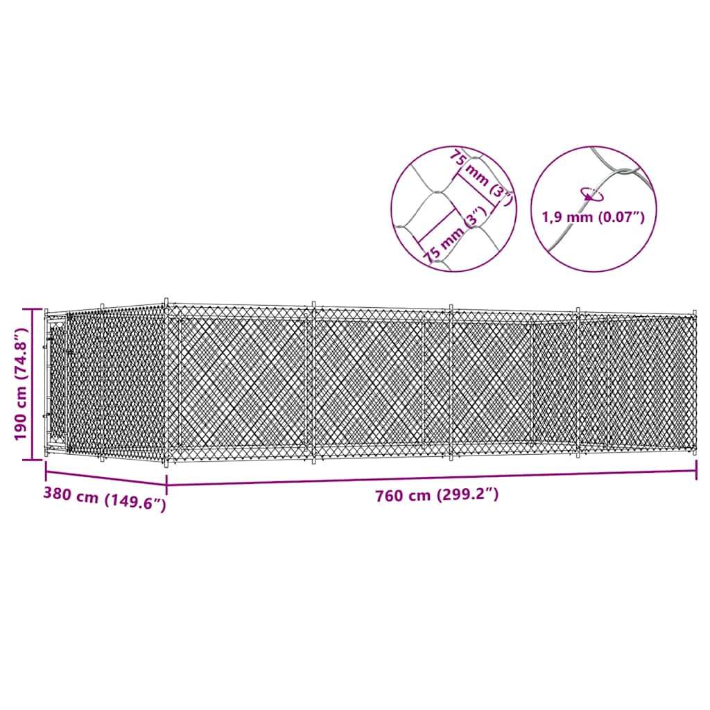 Venkovní psí kotec 7,6 x 3,8 x 1,9 m