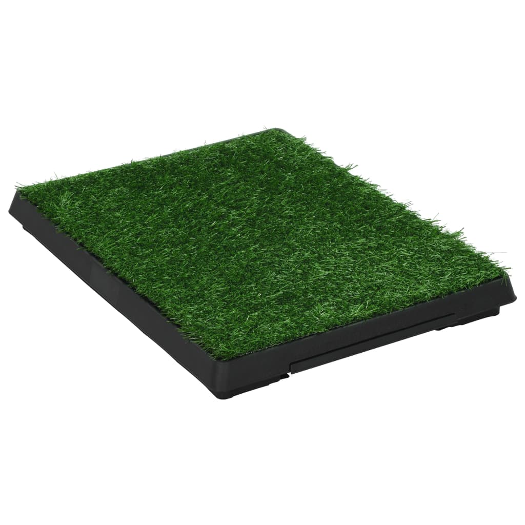 Toalety pro psy 2 ks s nádobou a umělou trávou zelené 63x50x7cm