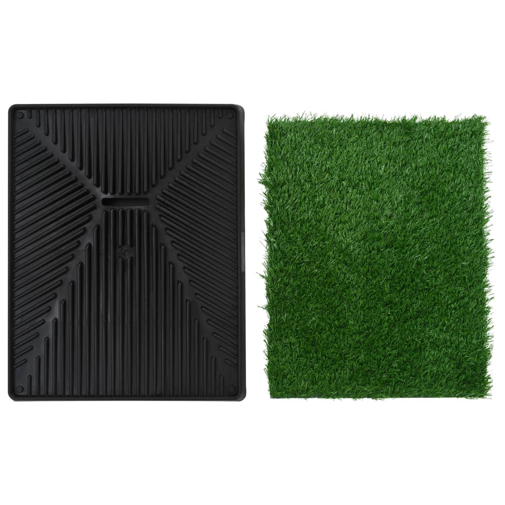 Toalety pro psy 2 ks s nádobou a umělou trávou zelené 63x50x7cm