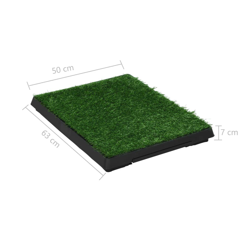 Toalety pro psy 2 ks s nádobou a umělou trávou zelené 63x50x7cm