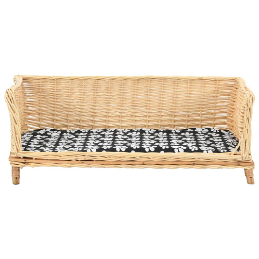 Pelíšek pro psy s poduškou 90 x 54 x 35 cm přírodní vrba