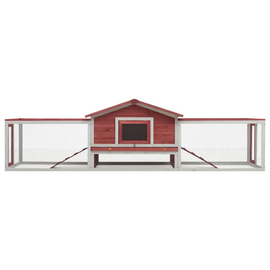 Králíkárna červená 310x70x87 cm masivní borové a jedlové dřevo