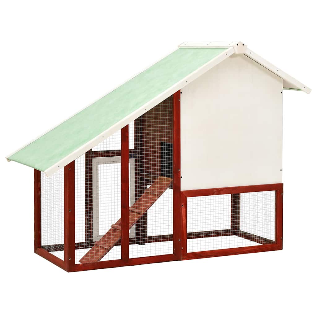 Králíkárna červená a bílá 140x63x120 cm masivní jedlové dřevo