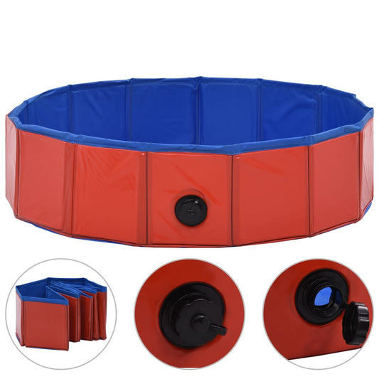 Skládací bazén pro psy červený 80 x 20 cm PVC