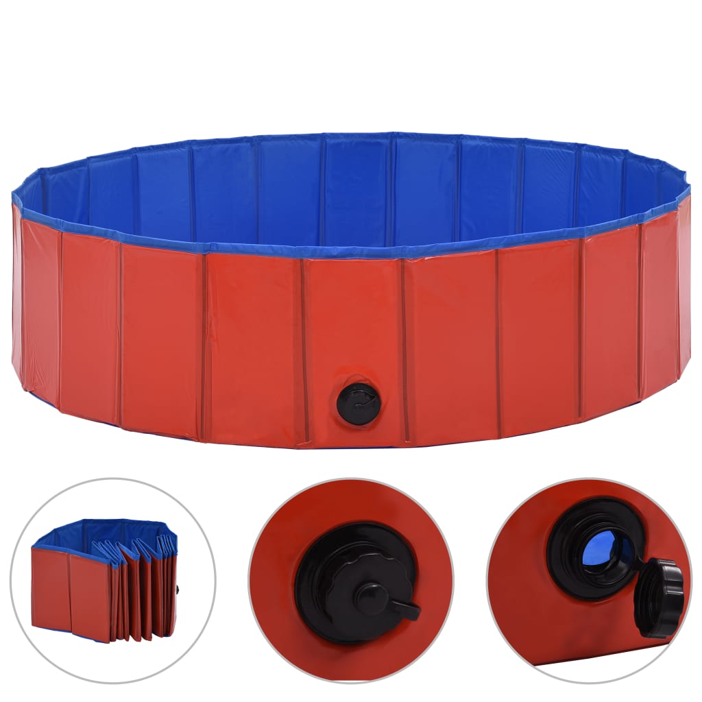 Skládací bazén pro psy červený 120 x 30 cm PVC
