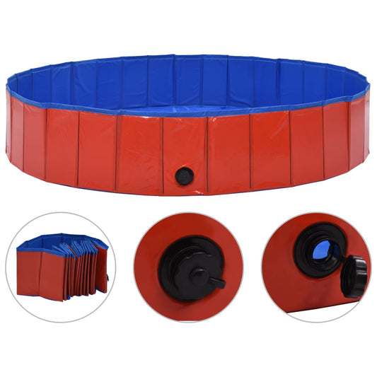 Skládací bazén pro psy červený 160 x 30 cm PVC