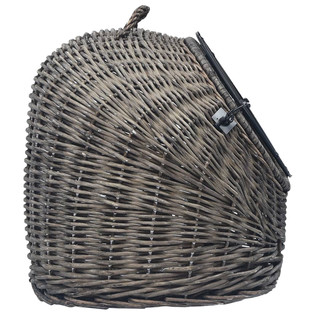 Přepravka pro kočku šedá 45 x 35 x 35 cm přírodní vrba