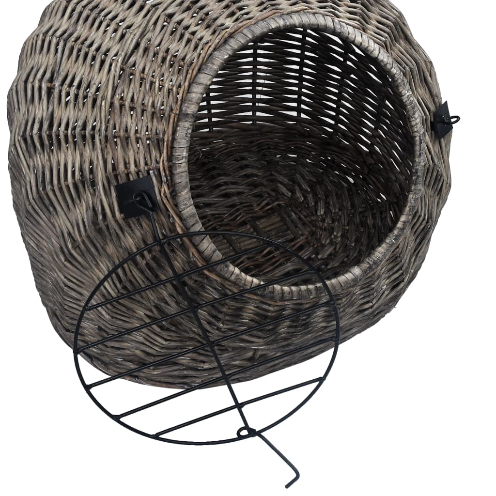 Přepravka pro kočku šedá 45 x 35 x 35 cm přírodní vrba