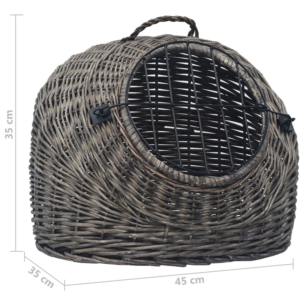 Přepravka pro kočku šedá 45 x 35 x 35 cm přírodní vrba