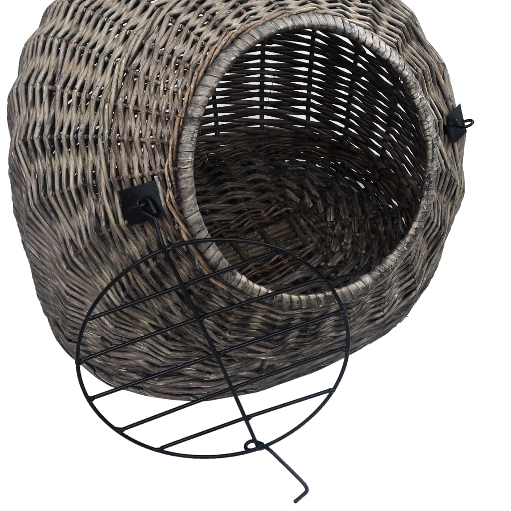 Přepravka pro kočku šedá 50 x 42 x 40 cm přírodní vrba