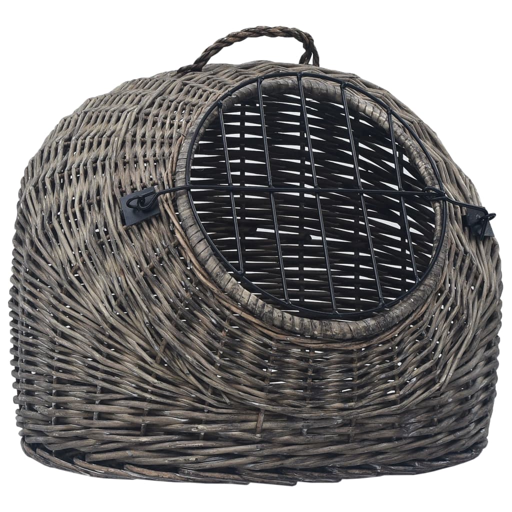 Přepravka pro kočku šedá 60 x 45 x 45 cm přírodní vrba