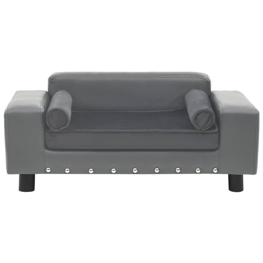 Pohovka pro psy šedá 81 x 43 x 31 cm plyš a umělá kůže