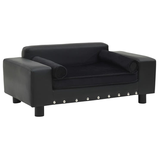 Pohovka pro psy černá 81 × 43 × 31 cm plyš a umělá kůže