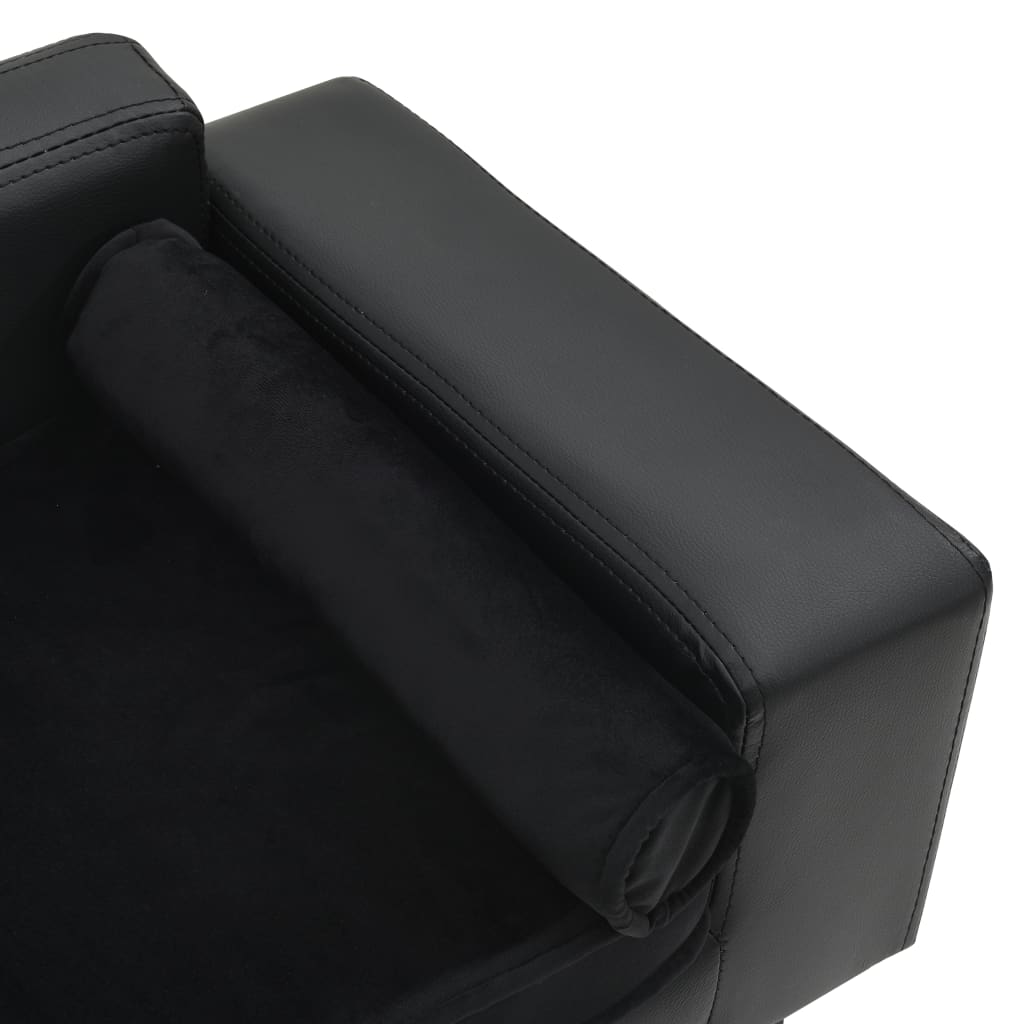 Pohovka pro psy černá 81 x 43 x 31 cm plyš a umělá kůže