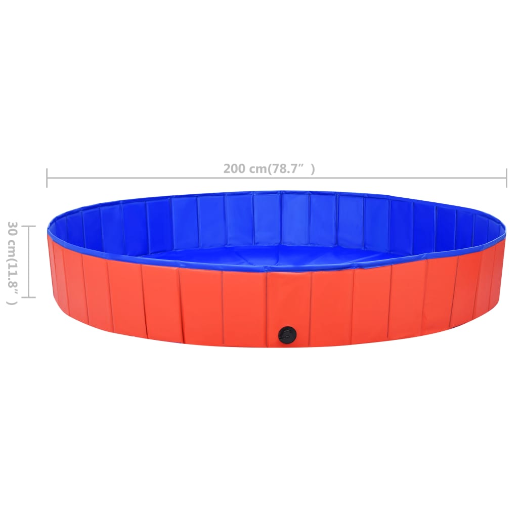 Skládací bazén pro psy červený 200 x 30 cm PVC