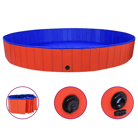 Skládací bazén pro psy červený 300 x 40 cm PVC