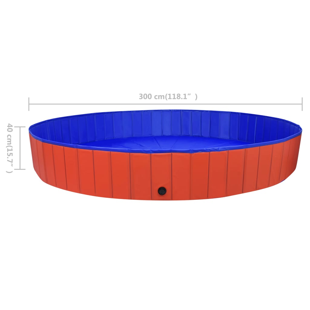 Skládací bazén pro psy červený 300 x 40 cm PVC