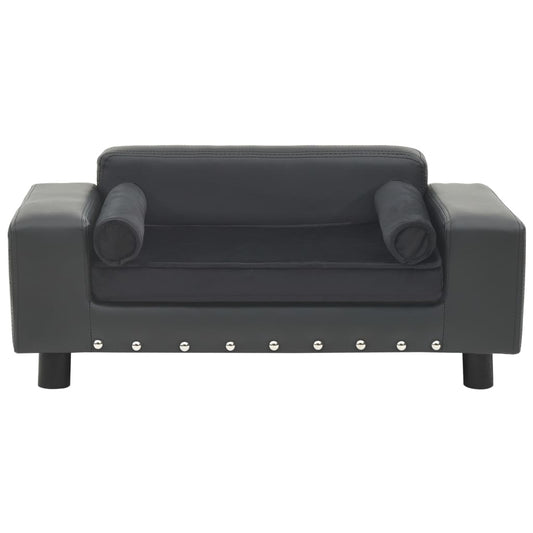 Pohovka pro psy tmavě šedá 81 x 43 x 31 cm plyš a umělá kůže