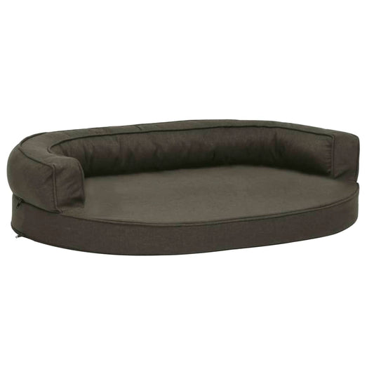 Ergonomický pelíšek pro psy 75 x 53 cm lněný vzhled tmavě šedý