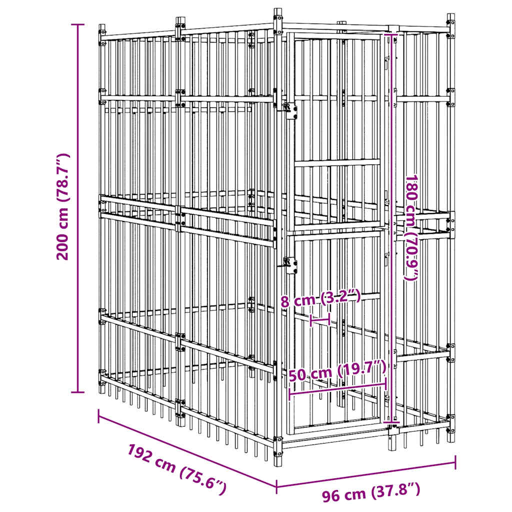 Venkovní psí kotec ocel 1,84 m²