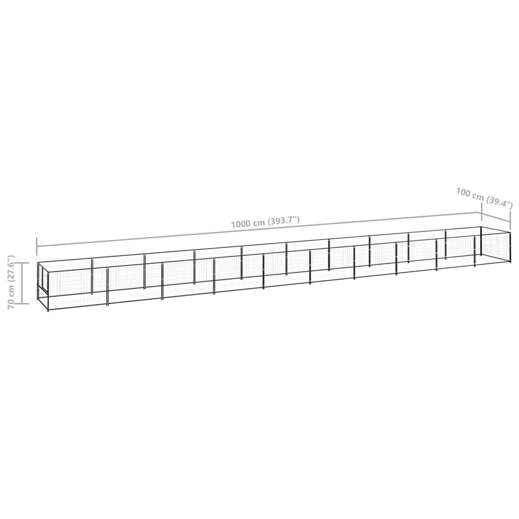 Psí kotec černý 10 m² ocel