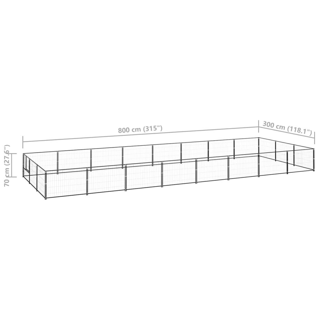 Psí kotec černý 24 m² ocel