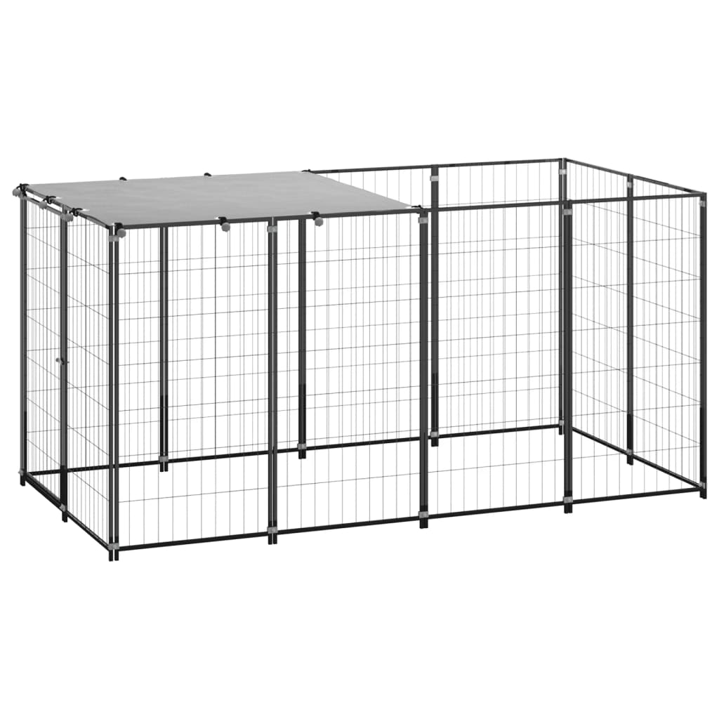 Psí kotec černý 2,42 m² ocel