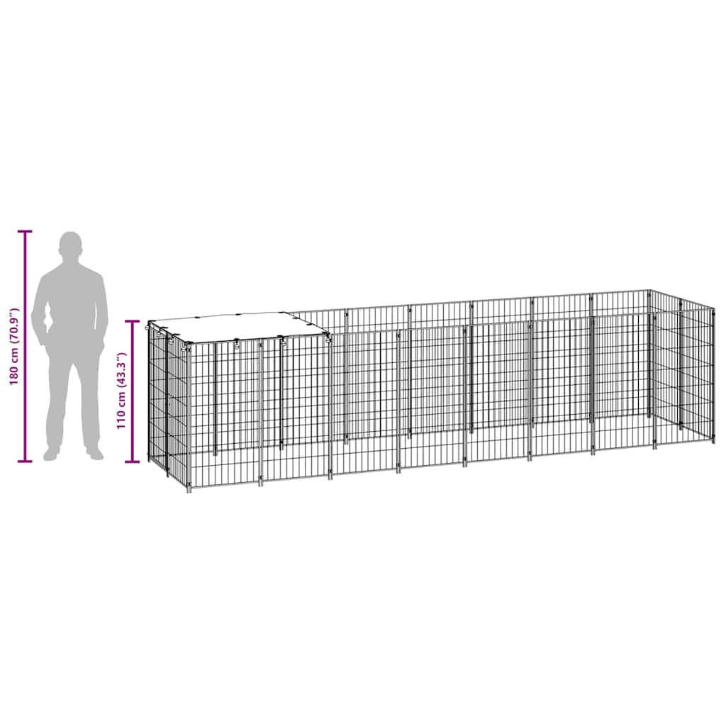 Psí kotec černý 4,84 m² ocel