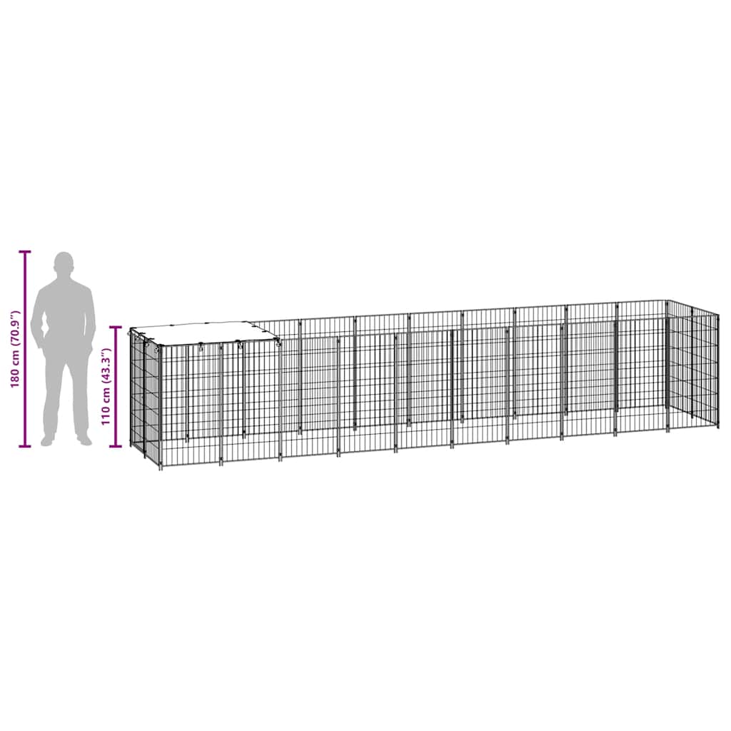 Psí kotec černý 6,05 m² ocel