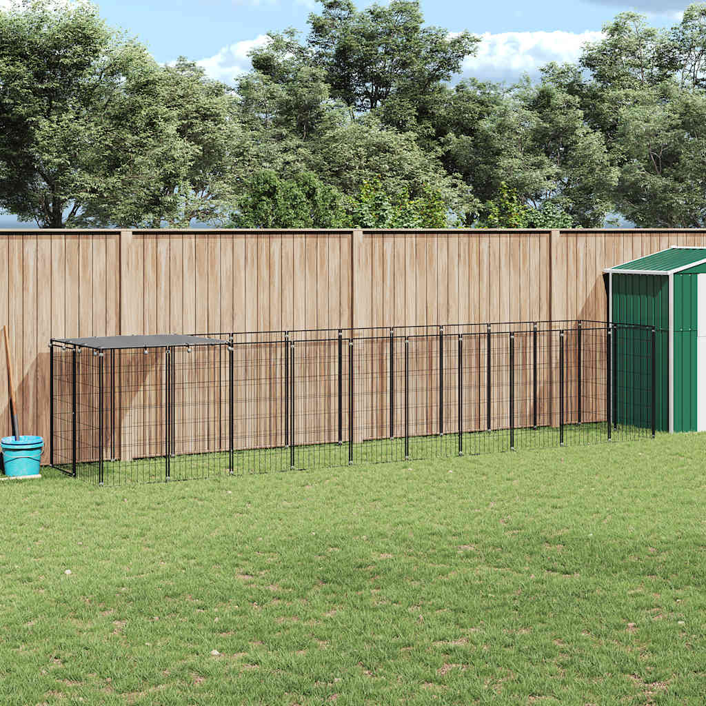 Psí kotec černý 6,05 m² ocel