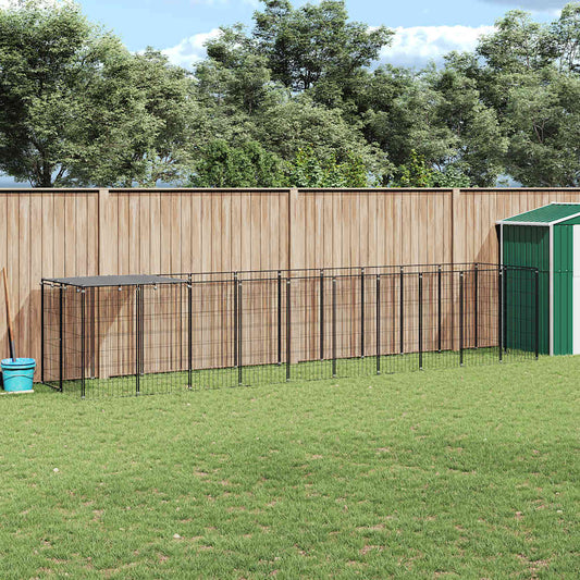 Psí kotec černý 6,05 m² ocel