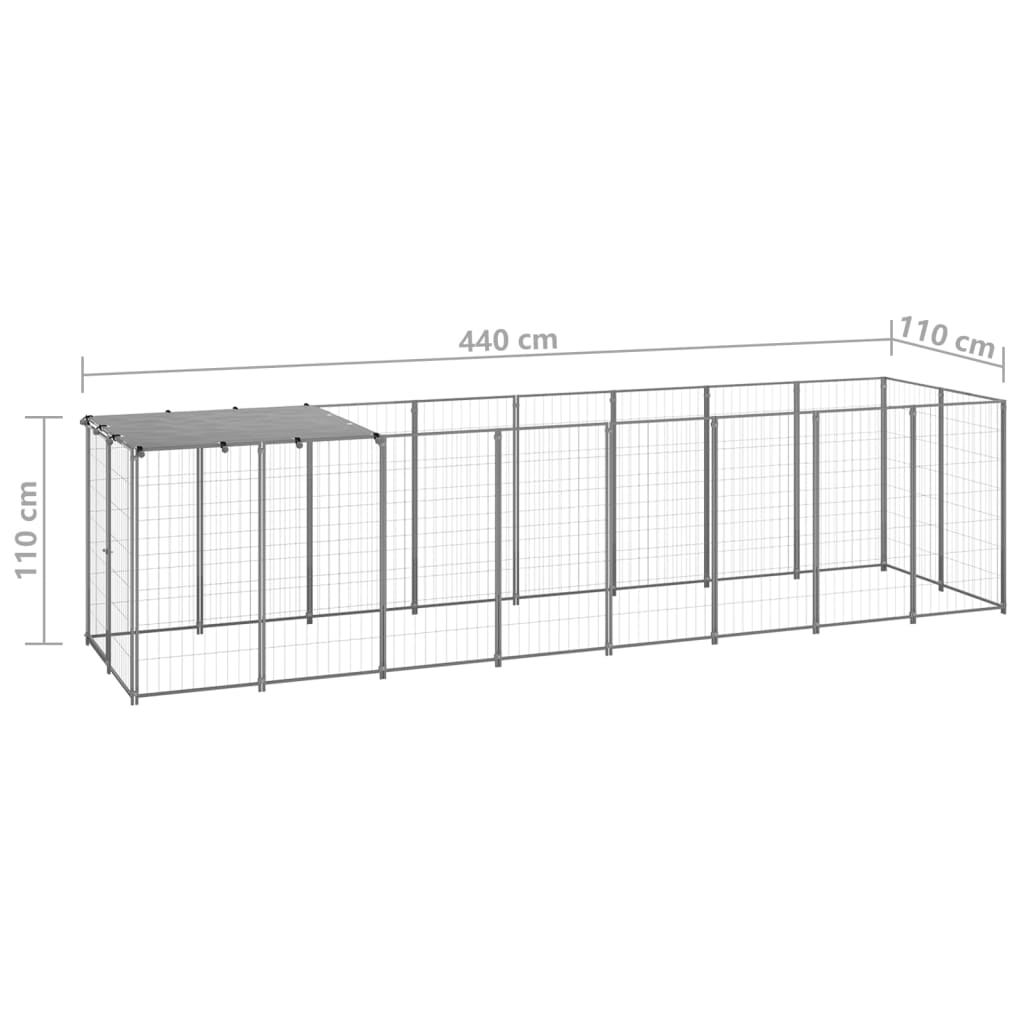 Psí kotec stříbrný 4,84 m² ocel