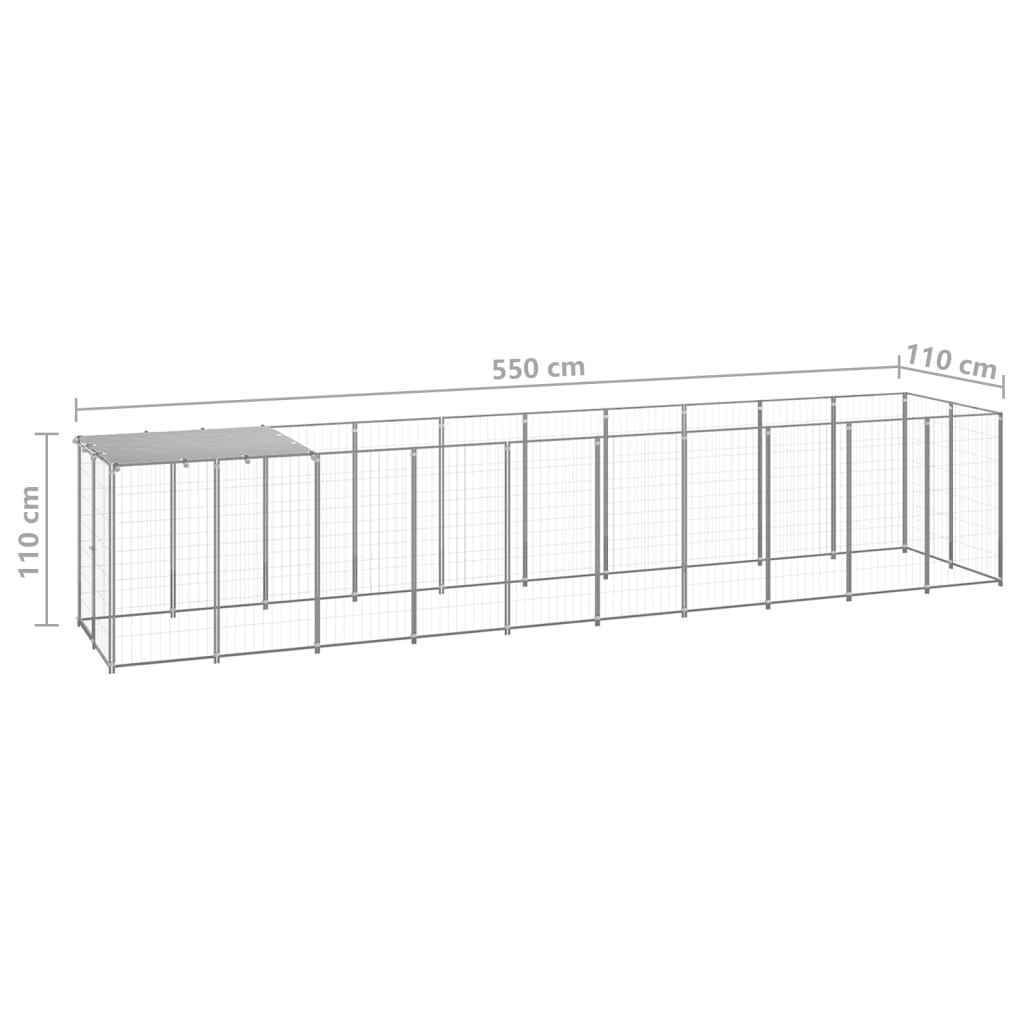 Psí kotec stříbrný 6,05 m² ocel